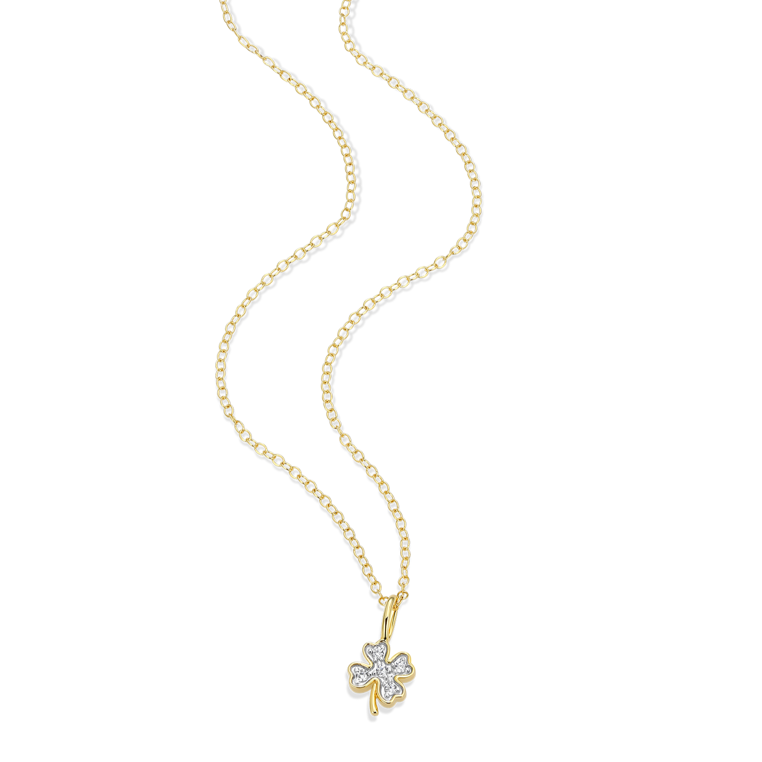 Lucky Clover Lab-Created Diamond Pendant Necklace in 14K Gold & Rhodium-Plated Sterling Silver | M by Monte Luna