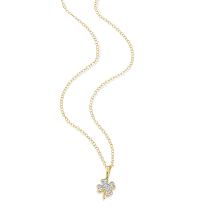 Lucky Clover Lab-Created Diamond Pendant Necklace in 14K Gold & Rhodium-Plated Sterling Silver | M by Monte Luna