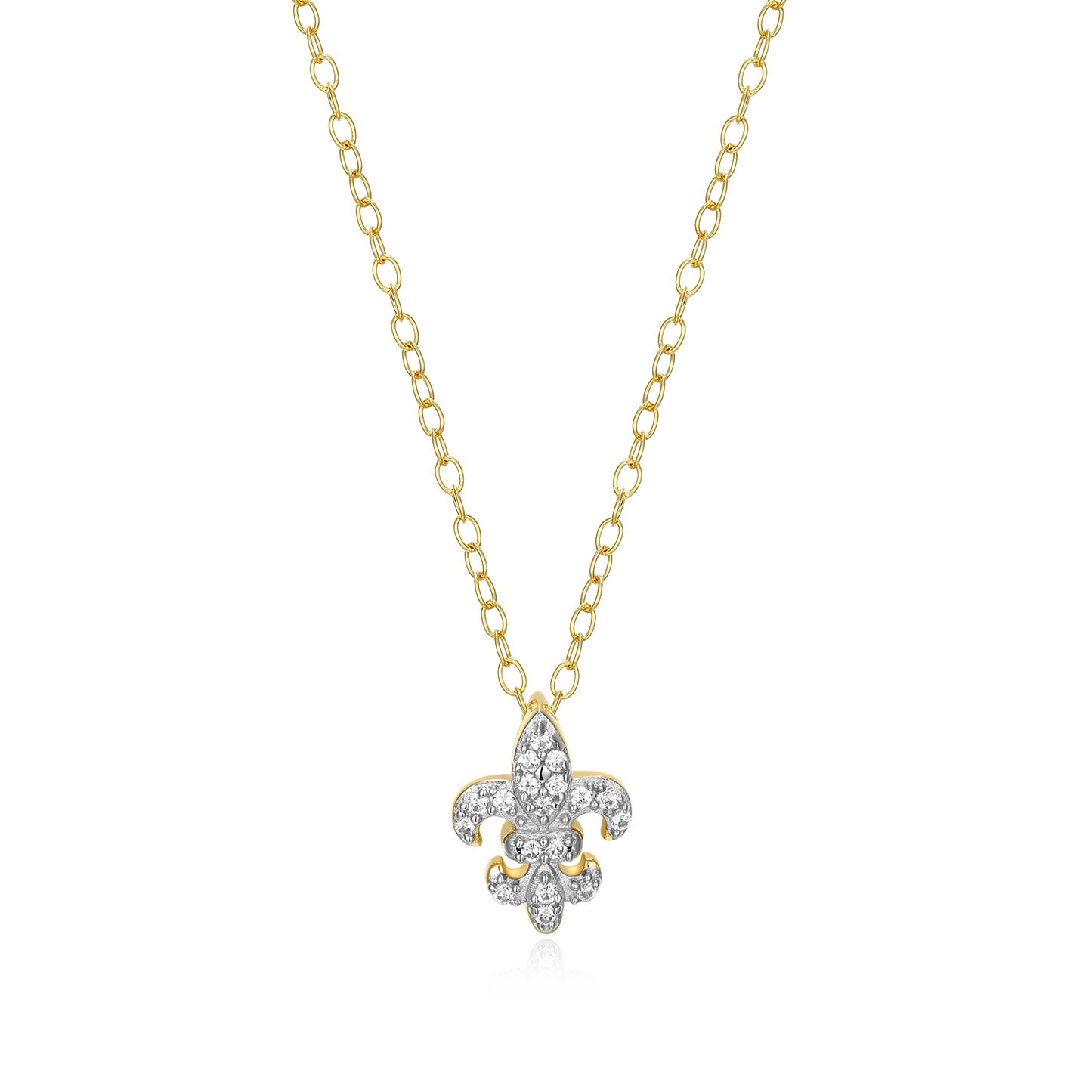 Fleur de Lis Lab-Created Diamond Pendant Necklace in 14K Gold & Rhodium-Plated Sterling Silver | M by Monte Luna