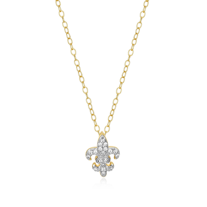 Fleur de Lis Lab-Created Diamond Pendant Necklace in 14K Gold & Rhodium-Plated Sterling Silver | M by Monte Luna