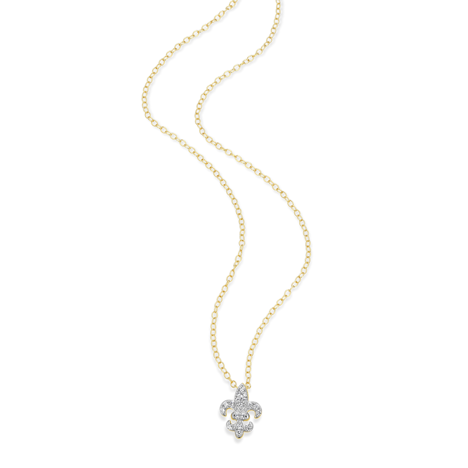 Fleur de Lis Lab-Created Diamond Pendant Necklace in 14K Gold & Rhodium-Plated Sterling Silver | M by Monte Luna