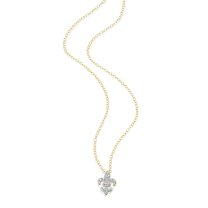 Fleur de Lis Lab-Created Diamond Pendant Necklace in 14K Gold & Rhodium-Plated Sterling Silver | M by Monte Luna