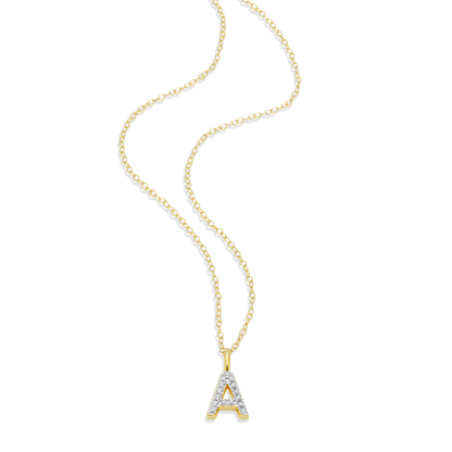Letter "A" Initial Pendant Necklace in 14K Yellow Gold-Plated Sterling Silver | M by Monte Luna