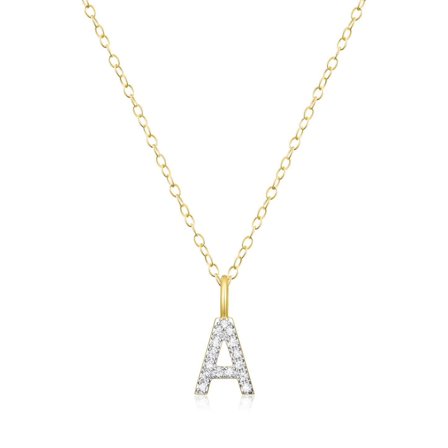 Letter "A" Initial Pendant Necklace in 14K Yellow Gold-Plated Sterling Silver | M by Monte Luna