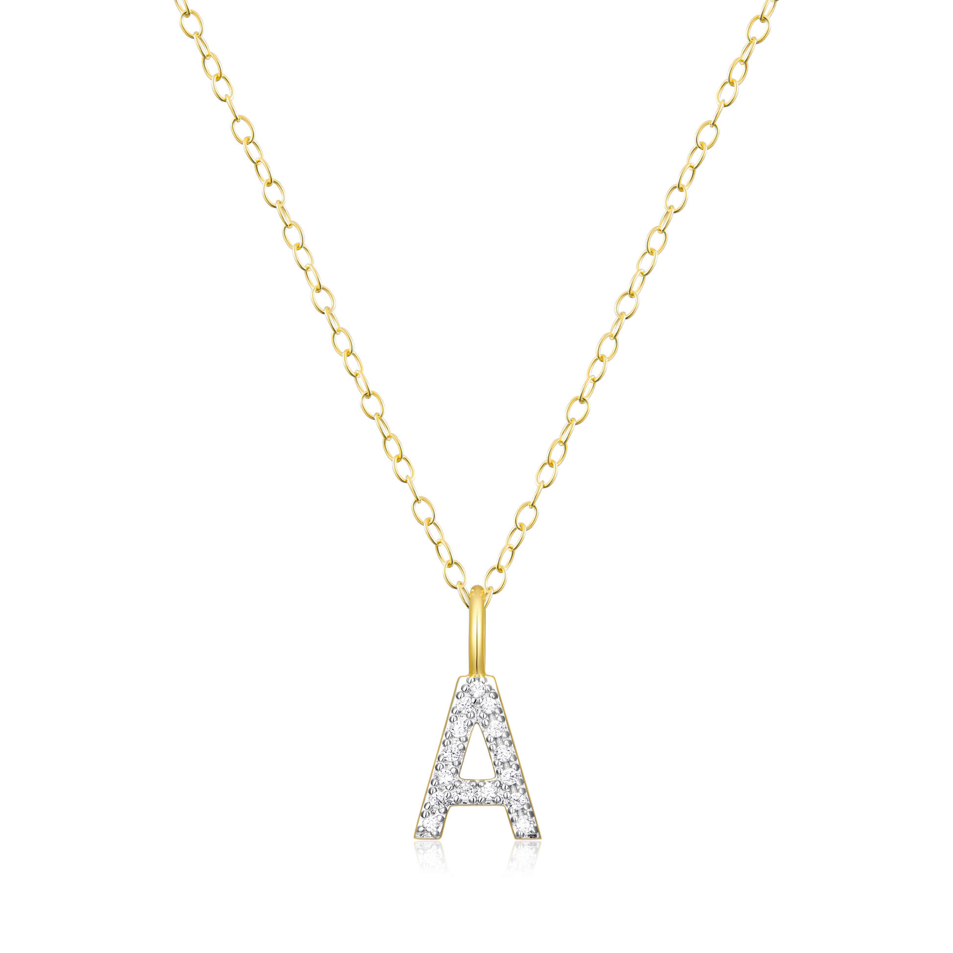 Letter "A" Initial Pendant Necklace in 14K Yellow Gold-Plated Sterling Silver | M by Monte Luna