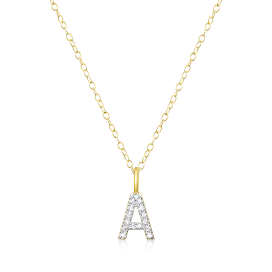 Letter "A" Initial Pendant Necklace in 14K Yellow Gold-Plated Sterling Silver | M by Monte Luna