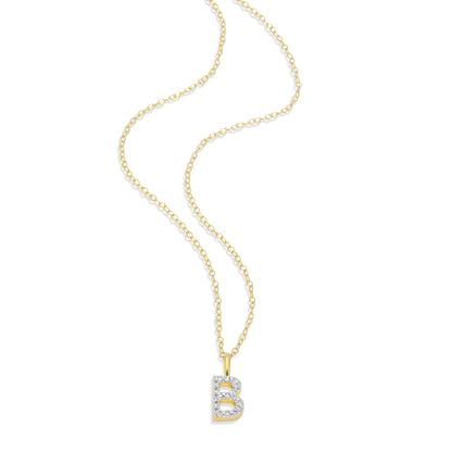 Letter "B" Initial Pendant Necklace in 14K Yellow Gold-Plated Sterling Silver | M by Monte Luna