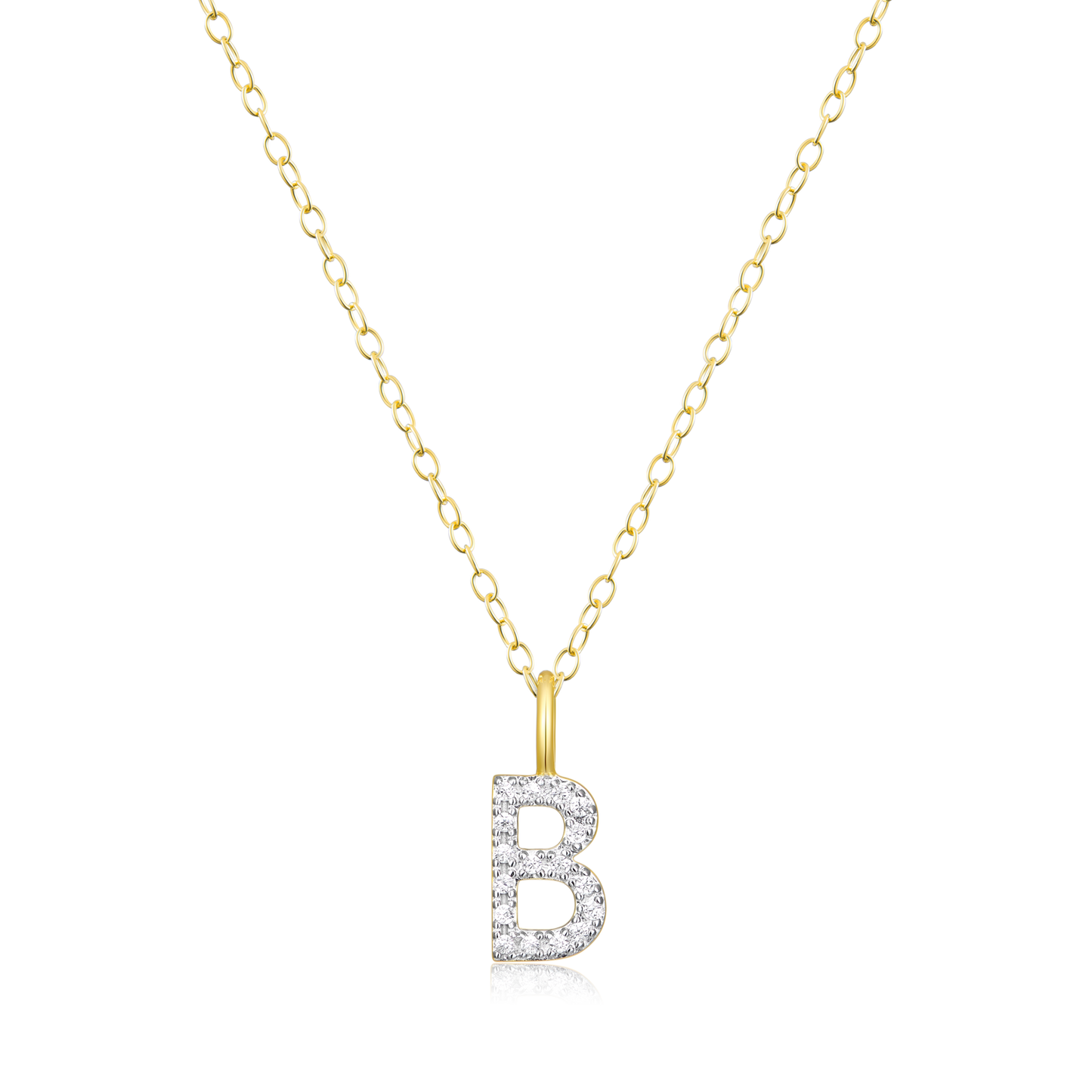 Letter "B" Initial Pendant Necklace in 14K Yellow Gold-Plated Sterling Silver | M by Monte Luna