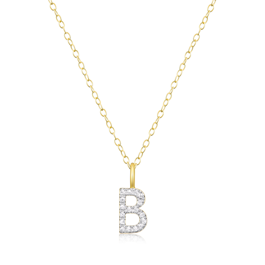 Letter "B" Initial Pendant Necklace in 14K Yellow Gold-Plated Sterling Silver | M by Monte Luna