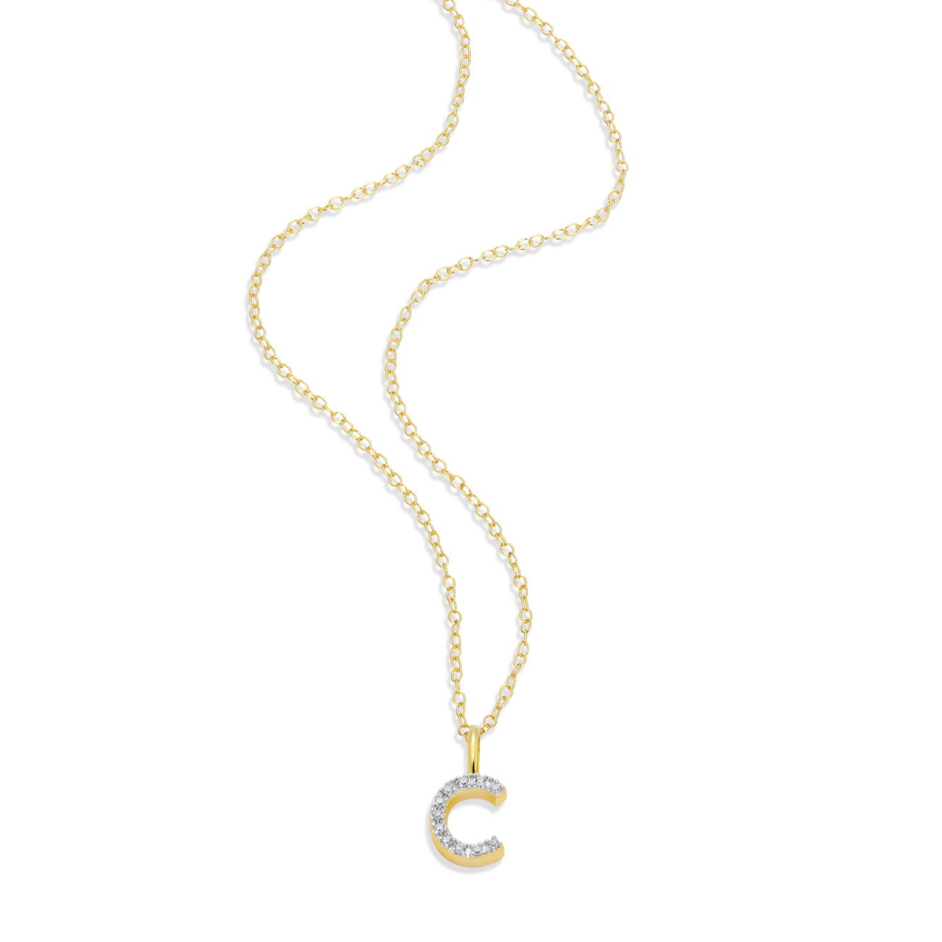 Letter "C" Initial Pendant Necklace in 14K Yellow Gold-Plated Sterling Silver | M by Monte Luna