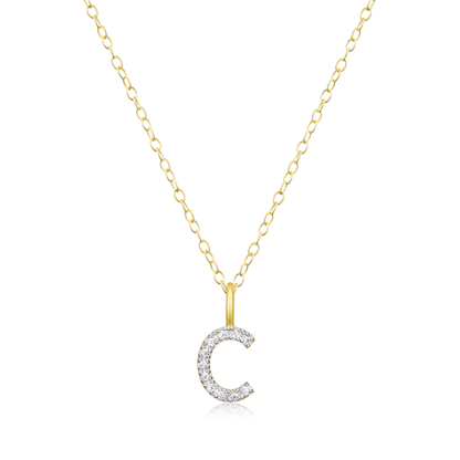 Letter "C" Initial Pendant Necklace in 14K Yellow Gold-Plated Sterling Silver | M by Monte Luna