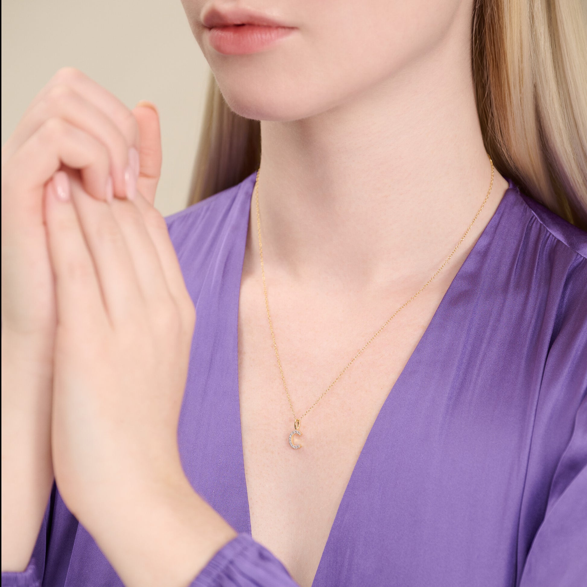 Letter "C" Initial Pendant Necklace in 14K Yellow Gold-Plated Sterling Silver | M by Monte Luna