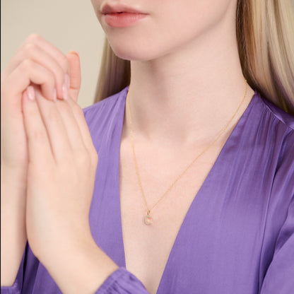 Letter "C" Initial Pendant Necklace in 14K Yellow Gold-Plated Sterling Silver | M by Monte Luna