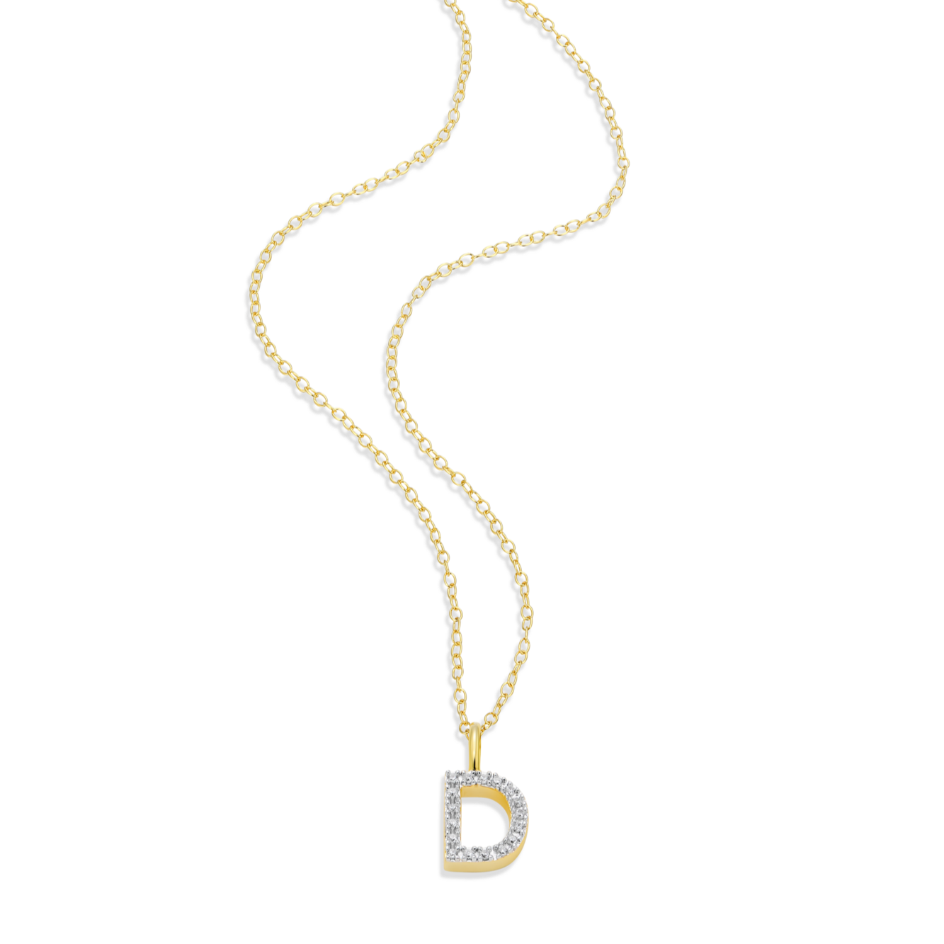 Letter "D" Initial Pendant Necklace in 14K Yellow Gold-Plated Sterling Silver | M by Monte Luna