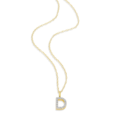 Letter "D" Initial Pendant Necklace in 14K Yellow Gold-Plated Sterling Silver | M by Monte Luna