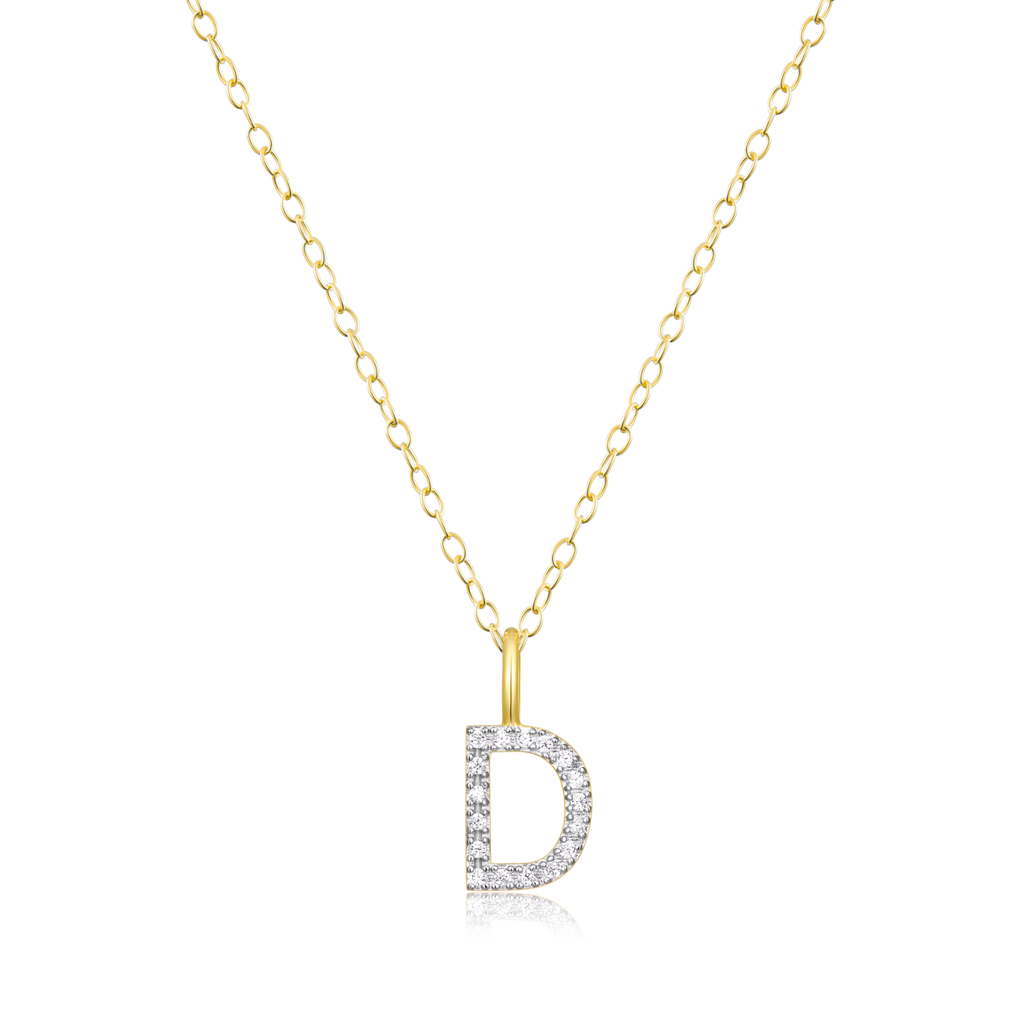 Letter "D" Initial Pendant Necklace in 14K Yellow Gold-Plated Sterling Silver | M by Monte Luna