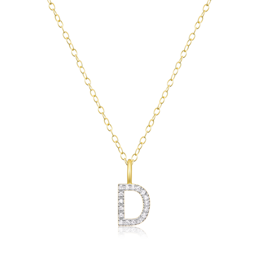 Letter "D" Initial Pendant Necklace in 14K Yellow Gold-Plated Sterling Silver | M by Monte Luna