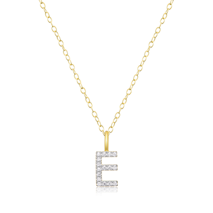 Letter "E" Initial Pendant Necklace in 14K Yellow Gold-Plated Sterling Silver | M by Monte Luna