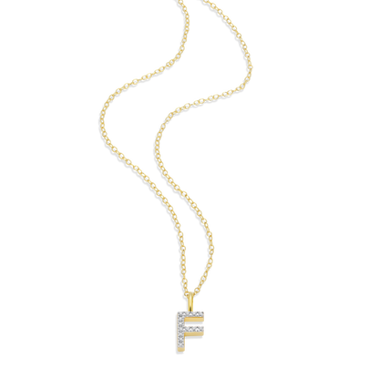 Letter "F" Initial Pendant Necklace in 14K Yellow Gold-Plated Sterling Silver | M by Monte Luna