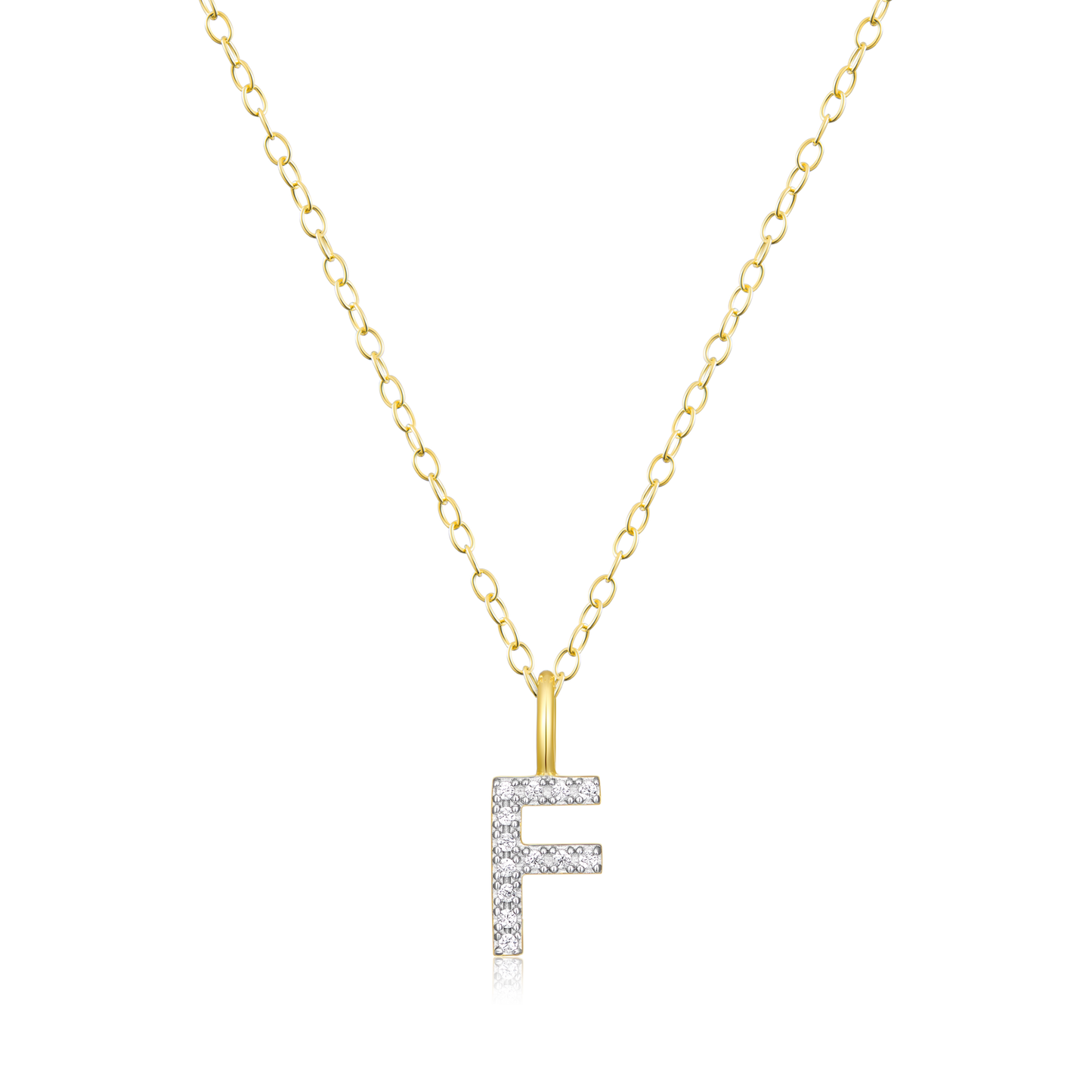 Letter "F" Initial Pendant Necklace in 14K Yellow Gold-Plated Sterling Silver | M by Monte Luna