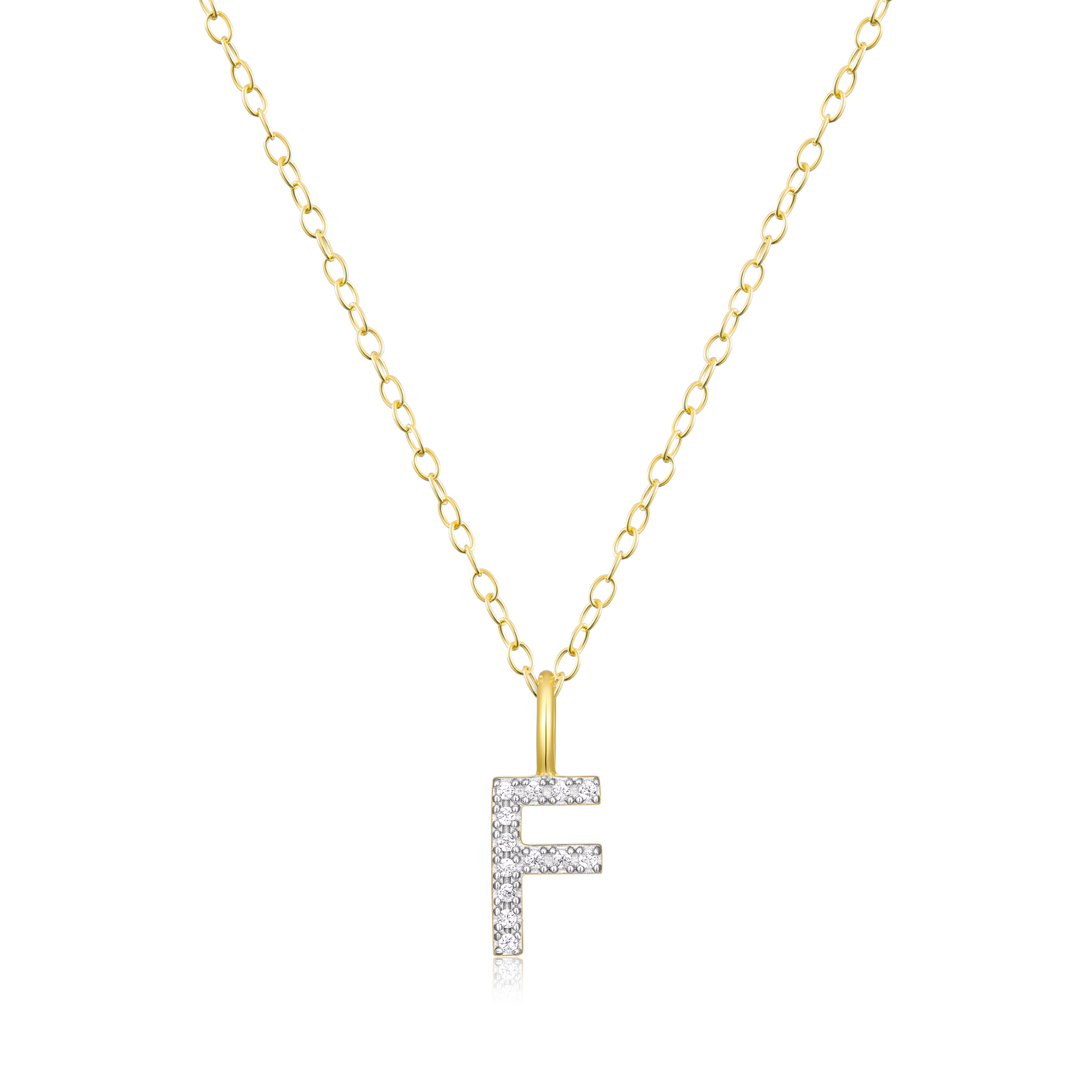 Letter "F" Initial Pendant Necklace in 14K Yellow Gold-Plated Sterling Silver | M by Monte Luna