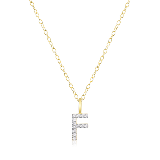 Letter "F" Initial Pendant Necklace in 14K Yellow Gold-Plated Sterling Silver | M by Monte Luna