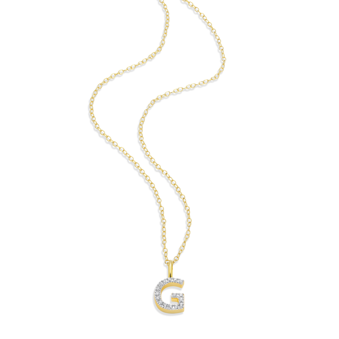 Letter "G" Initial Pendant Necklace in 14K Yellow Gold-Plated Sterling Silver | M by Monte Luna