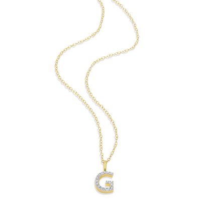 Letter "G" Initial Pendant Necklace in 14K Yellow Gold-Plated Sterling Silver | M by Monte Luna