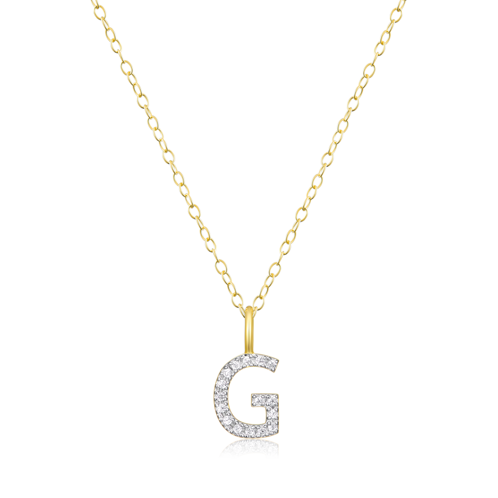 Letter "G" Initial Pendant Necklace in 14K Yellow Gold-Plated Sterling Silver | M by Monte Luna