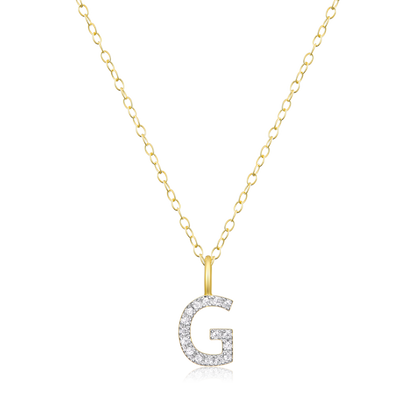Letter "G" Initial Pendant Necklace in 14K Yellow Gold-Plated Sterling Silver | M by Monte Luna