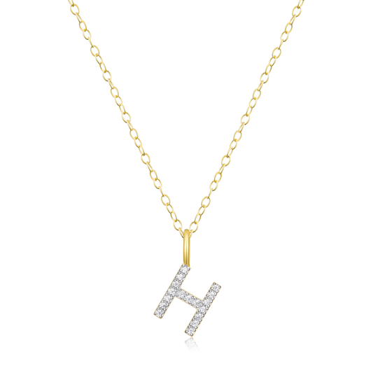 Letter "H" Initial Pendant Necklace in 14K Yellow Gold-Plated Sterling Silver | M by Monte Luna