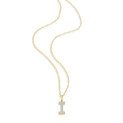 Letter "I" Initial Pendant Necklace in 14K Yellow Gold-Plated Sterling Silver | M by Monte Luna