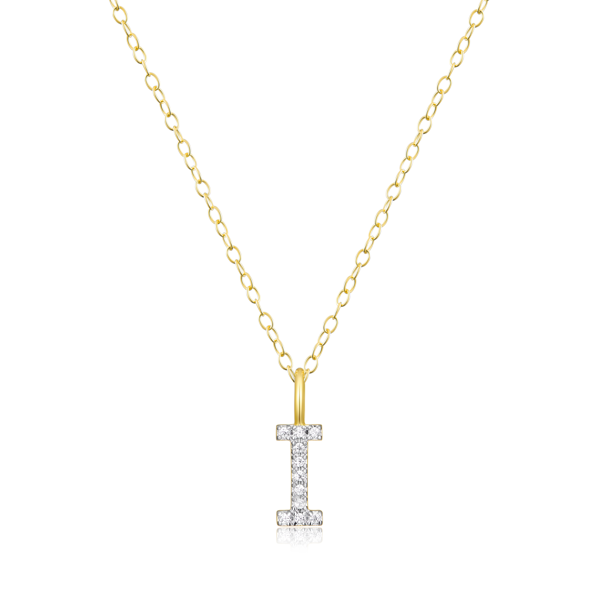 Letter "I" Initial Pendant Necklace in 14K Yellow Gold-Plated Sterling Silver | M by Monte Luna