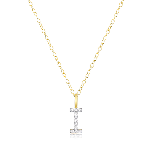 Letter "I" Initial Pendant Necklace in 14K Yellow Gold-Plated Sterling Silver | M by Monte Luna