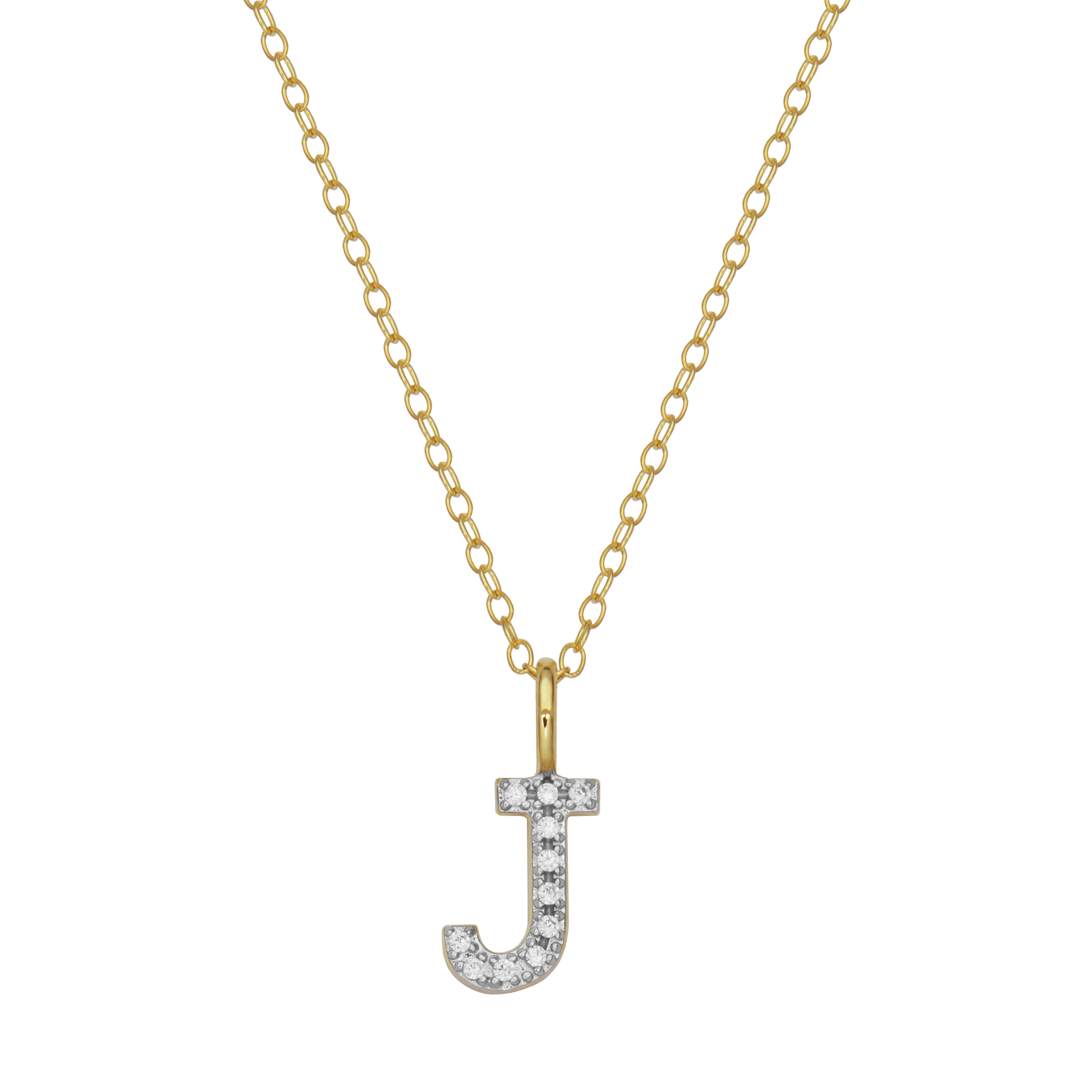 Letter "J" Initial Pendant Necklace in 14K Yellow Gold-Plated Sterling Silver | M by Monte Luna