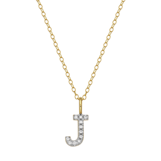 Letter "J" Initial Pendant Necklace in 14K Yellow Gold-Plated Sterling Silver | M by Monte Luna