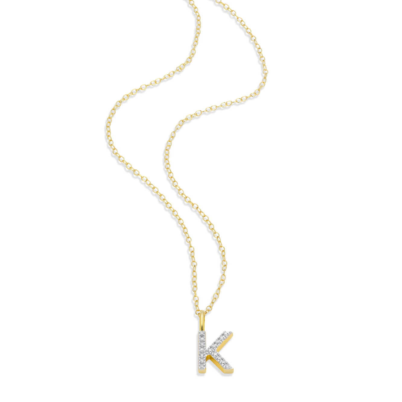 Letter "K" Initial Pendant Necklace in 14K Yellow Gold-Plated Sterling Silver | M by Monte Luna