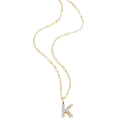 Letter "K" Initial Pendant Necklace in 14K Yellow Gold-Plated Sterling Silver | M by Monte Luna