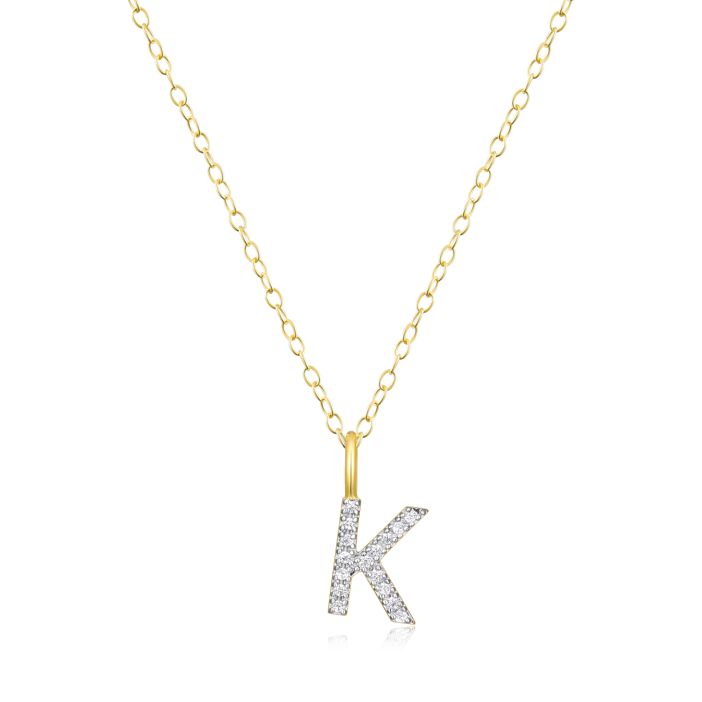 Letter "K" Initial Pendant Necklace in 14K Yellow Gold-Plated Sterling Silver | M by Monte Luna