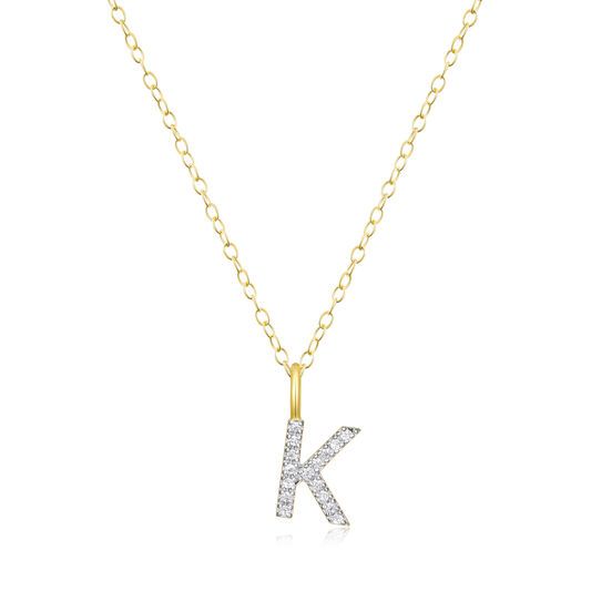 Letter "K" Initial Pendant Necklace in 14K Yellow Gold-Plated Sterling Silver | M by Monte Luna