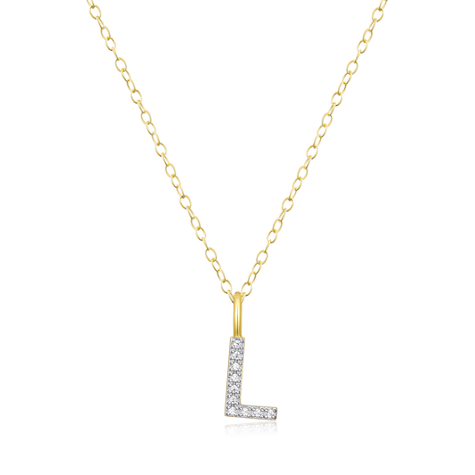 Letter "L" Initial Pendant Necklace in 14K Yellow Gold-Plated Sterling Silver | M by Monte Luna