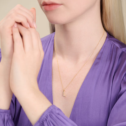 Letter "L" Initial Pendant Necklace in 14K Yellow Gold-Plated Sterling Silver | M by Monte Luna