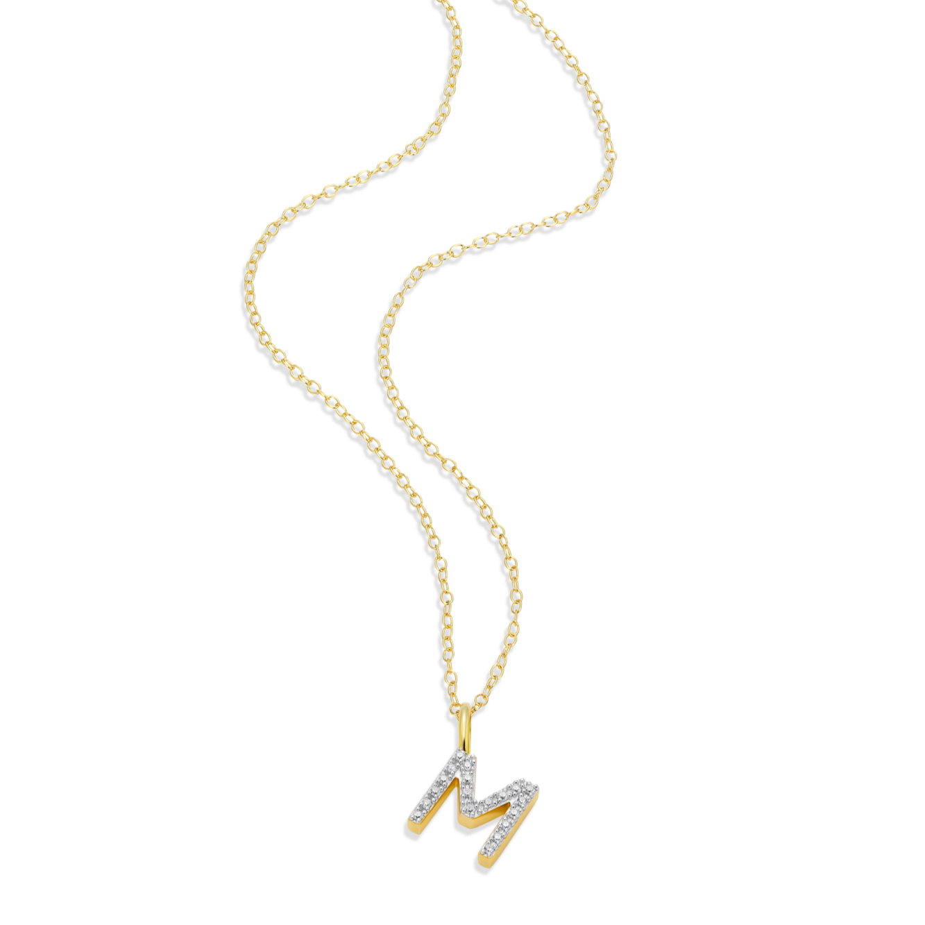 Letter "M" Initial Pendant Necklace in 14K Yellow Gold-Plated Sterling Silver | M by Monte Luna