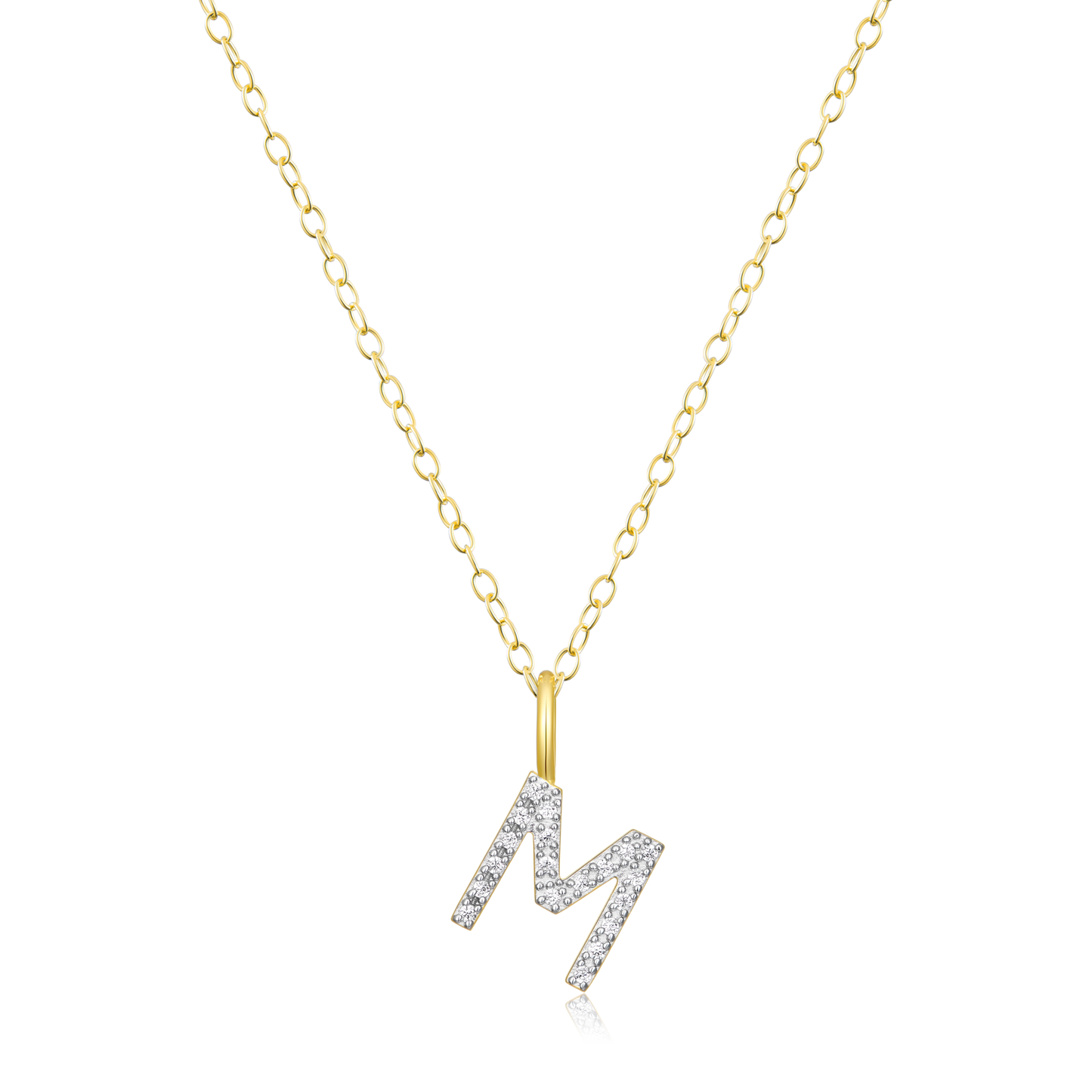Letter "M" Initial Pendant Necklace in 14K Yellow Gold-Plated Sterling Silver | M by Monte Luna