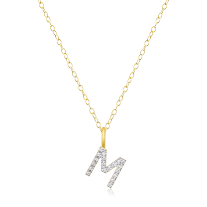 Letter "M" Initial Pendant Necklace in 14K Yellow Gold-Plated Sterling Silver | M by Monte Luna