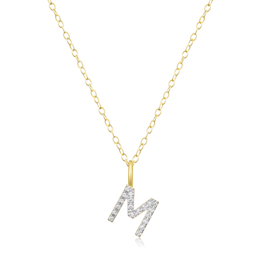 Letter "M" Initial Pendant Necklace in 14K Yellow Gold-Plated Sterling Silver | M by Monte Luna