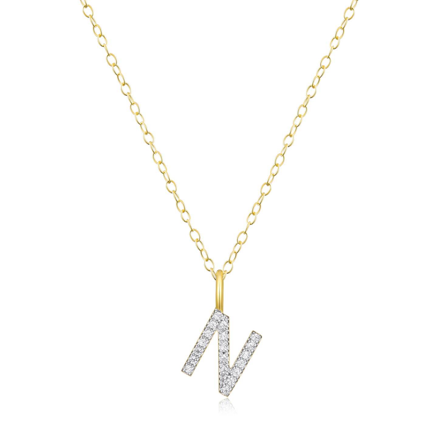 Letter "N" Initial Pendant Necklace in 14K Yellow Gold-Plated Sterling Silver | M by Monte Luna