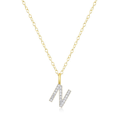 Letter "N" Initial Pendant Necklace in 14K Yellow Gold-Plated Sterling Silver | M by Monte Luna