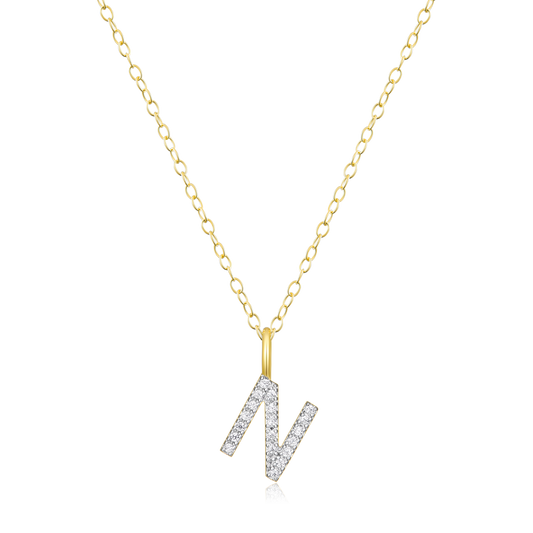 Letter "N" Initial Pendant Necklace in 14K Yellow Gold-Plated Sterling Silver | M by Monte Luna