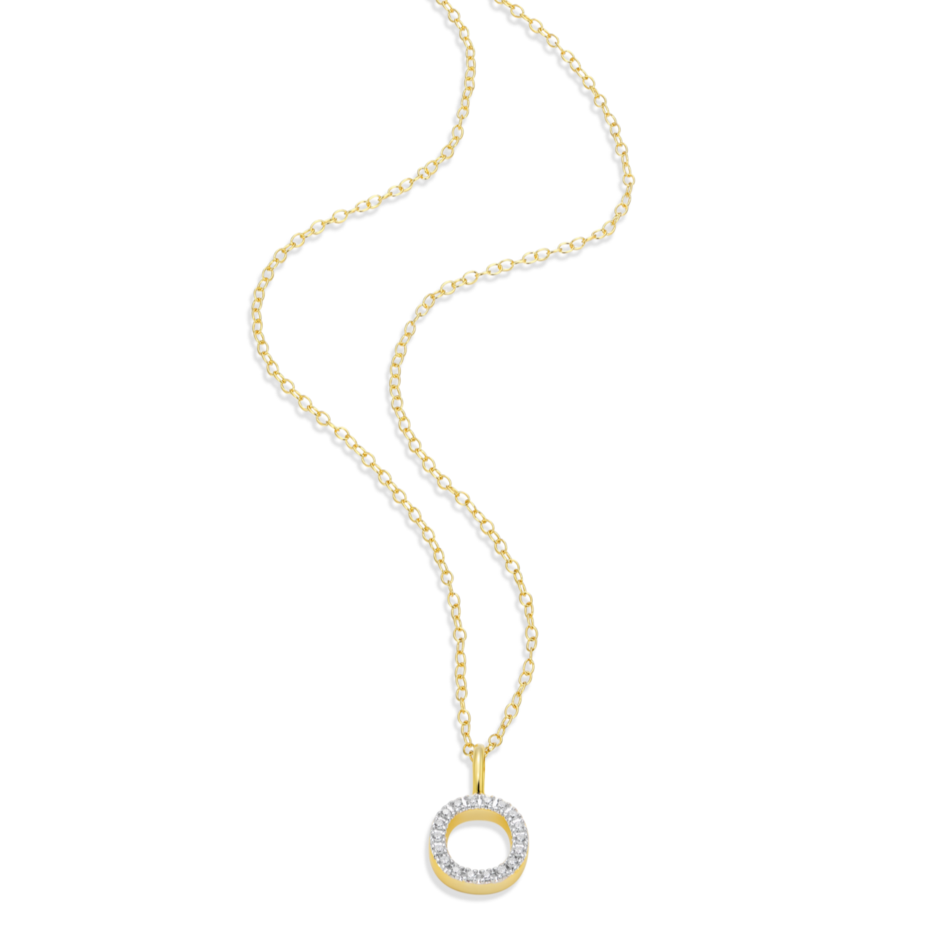 Letter "O" Initial Pendant Necklace in 14K Yellow Gold-Plated Sterling Silver | M by Monte Luna